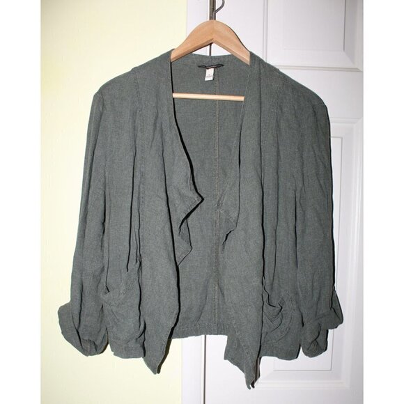 Supplies Linen Blend Cardigan Large Open front Lagenlook Pockets long sleeves - Picture 6 of 8